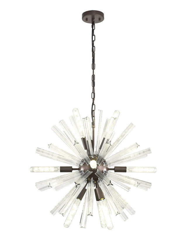 Harris 10 x E14, Round Pendant Brown Oxide/Clear Glass