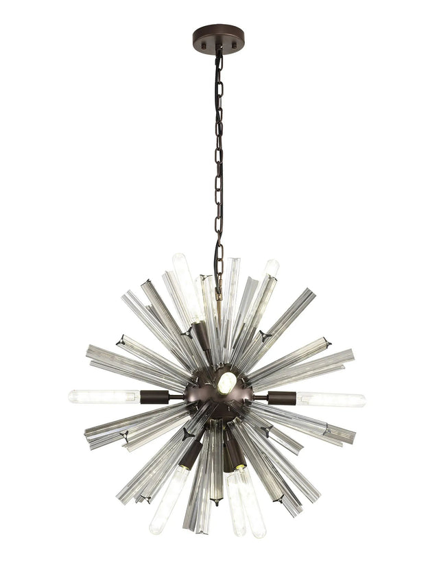 Harris 10 x E14, Round Pendant Brown Oxide/Smoke Glass