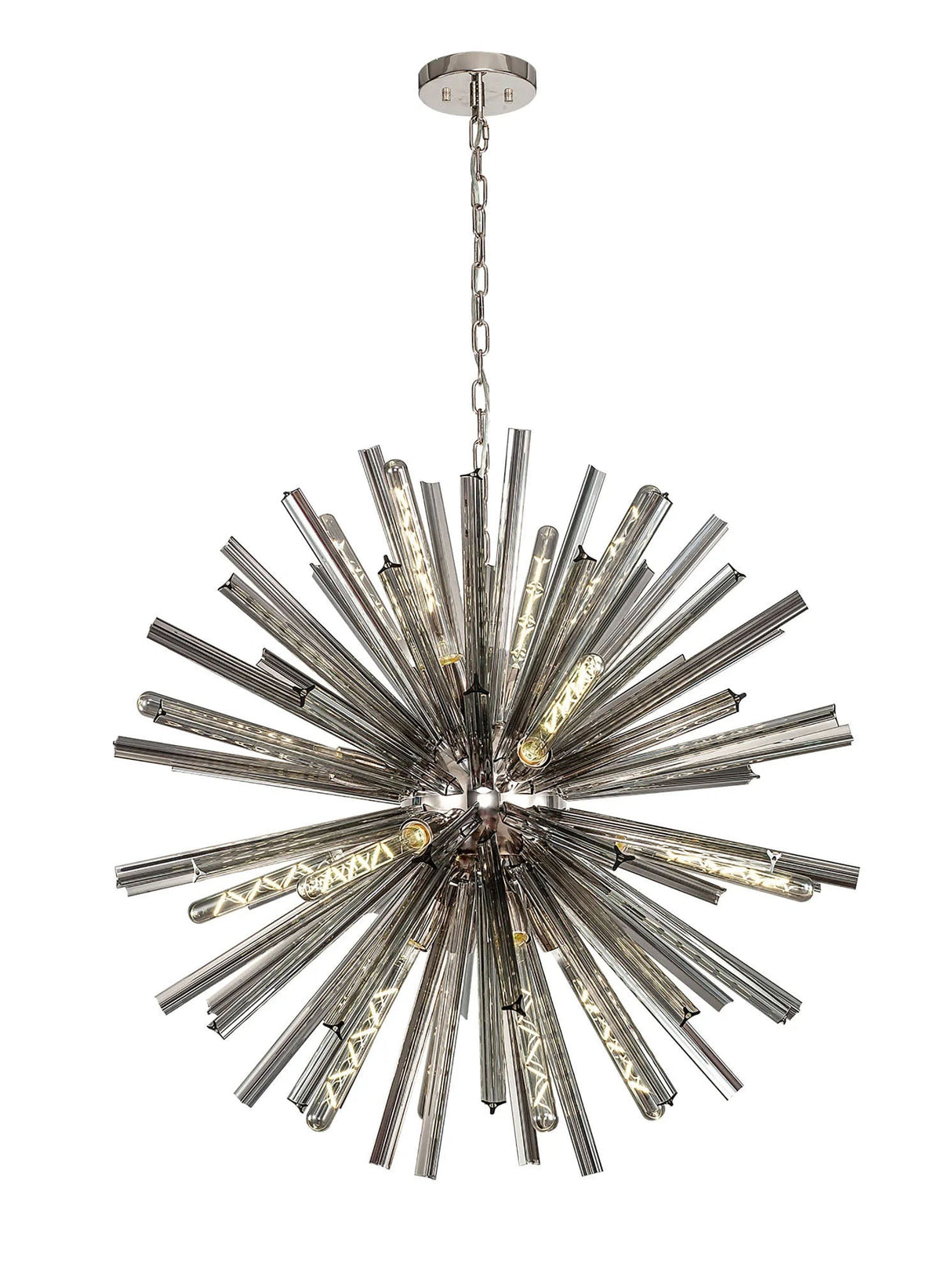 Harris 16 x E27, Round Pendant Polished Nickel/Smoke Glass