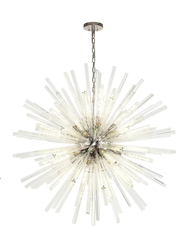 Harris 32 x E27, Round Pendant Polished Nickel/Clear Glass