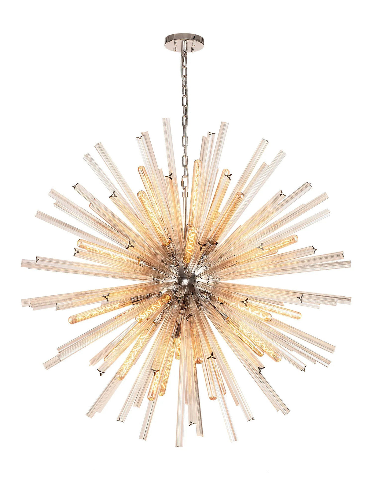 Harris 32 x E27, Round Pendant Polished Nickel/Champagne Glass
