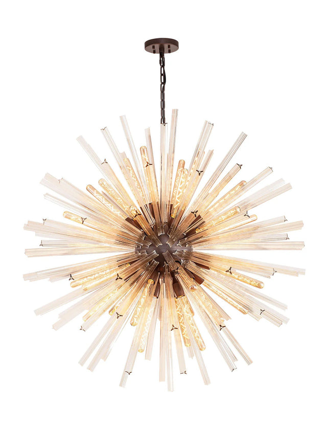Harris 32 x E27, Round Pendant Brown Oxide/Champagne Glass