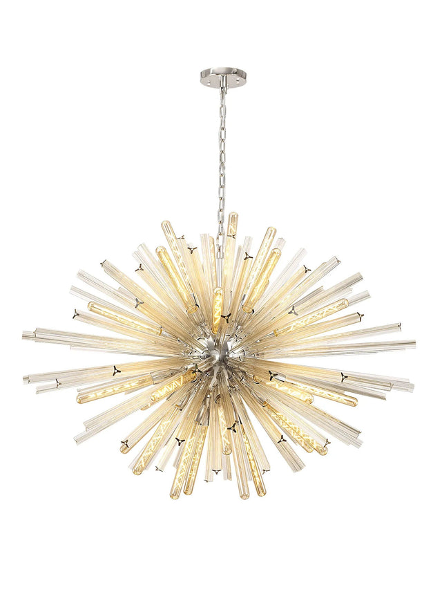 Harris 32 x E27, Oval Pendant Polished Nickel/Champagne Glass