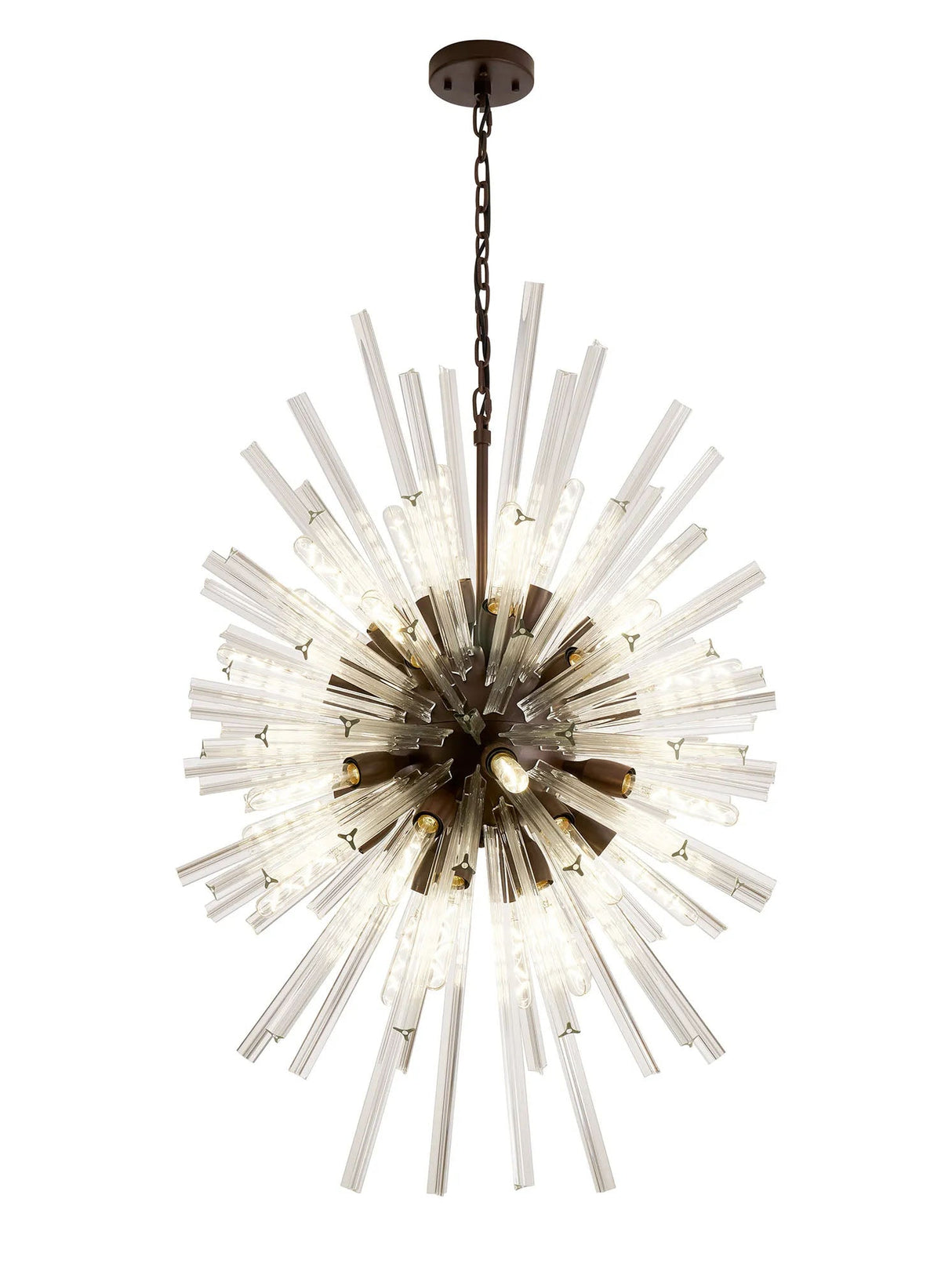 Harris 32 x E27, Vertical Oval Pendant Brown Oxide/Clear Glass