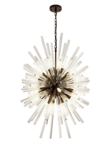 Harris 32 x E27, Vertical Oval Pendant Brown Oxide/Clear Glass