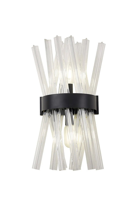 Harris 2 x E14, Wall Light E14, Matt Black/Clear Glass