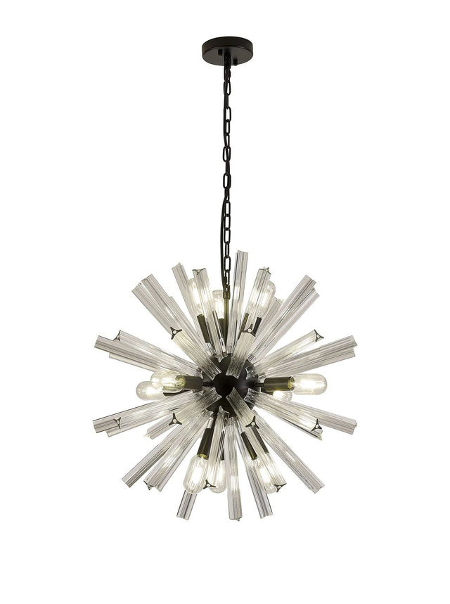 Harris 10 x E14, Round Pendant Matt Black/Clear Glass