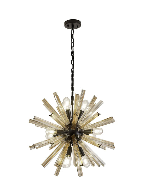 Harris 10 x E14, Round Pendant Matt Black/Champagne Gold Glass
