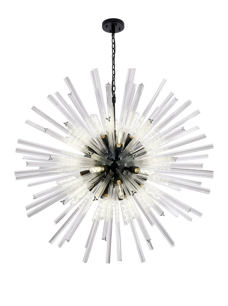 Harris 32 x E27, Round Pendant Matt Black/Clear Glass