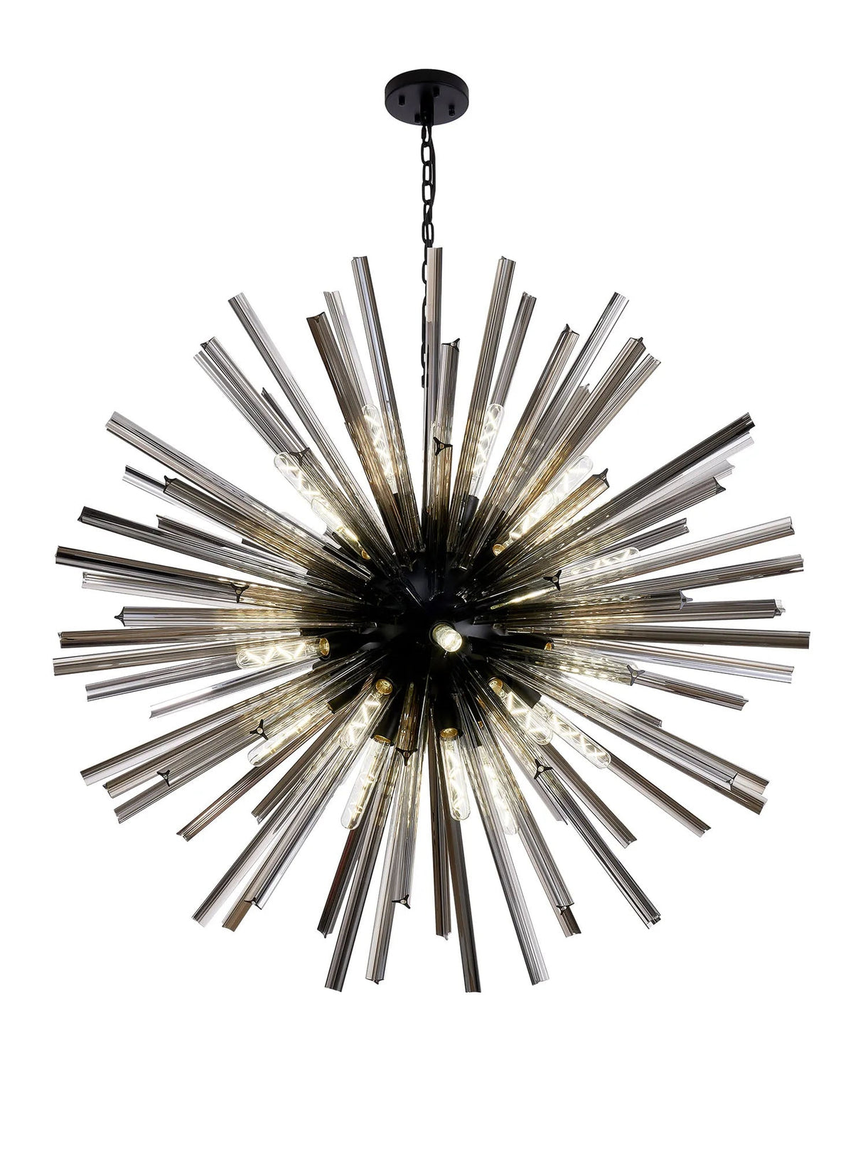 Harris 32 x E27, Round Pendant Matt Black/Smoke Glass