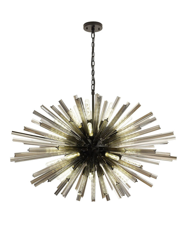 Harris 32 x E27, Oval Pendant Matt Black/Smoke Glass