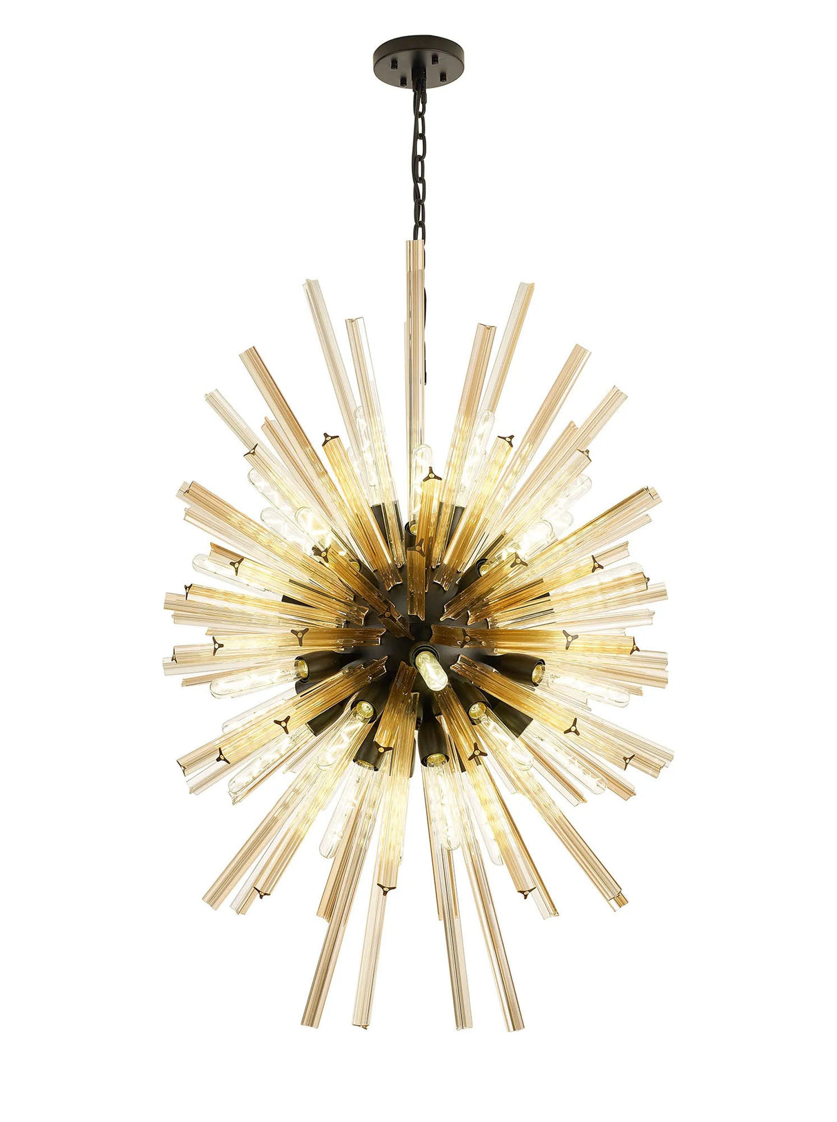 Harris 32 x E27, Vertical Oval Pendant Matt Black/Champagne Glass