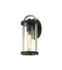 Hawke Small Wall Lamp, 1 x E27, Black & Gold/Clear Glass, IP54