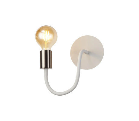 Hawkes Flexible Switched Wall Lamp, 1 x E27 Satin White/Satin Nickel