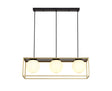 Heslop Linear Pendant, 3 Light Adjustable E14, Matt Black/Painted Gold