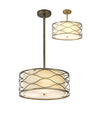 Hinnegan Pendant/Convertible To Semi Flush 5 x E14 Aged Gold/Cream Fabric Shade