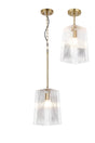 Hitchens Gold Pendant/Semi Flush/Semi Flush 1 x E27 With Square Ribbed Glass (C)