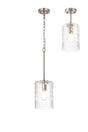Hitchens Satin Nickel Pendant/Semi Flush/Semi Flush 1 x E27 With Cylinder Ribbed Glass (A)
