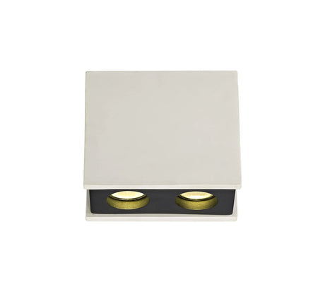 Holloway 2 Light Rectangular Ceiling GU10, White Paintable Gypsum With Matt Black Cover