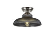 Holloway 1 Light Flush Ceiling E27 With Round 30cm Glass Shade Polished Nickel/Smoked