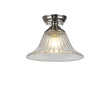 Holloway 1 Light Flush Ceiling E27 With Bell 30cm Glass Shade Polished Nickel/Clear