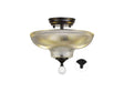 Holloway 2 Light Semi Flush Ceiling E27 With Round 30cm Glass Shade Matt Black/Clear