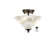 Holloway 2 Light Semi Flush Ceiling E27 With Cone 30cm Glass Shade Matt Black/Clear
