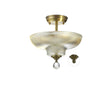 Holloway 2 Light Semi Flush Ceiling E27 With Round 30cm Glass Shade Antique Brass/Clear