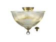 Holloway 2 Light Semi Flush Ceiling E27 With Dome 38cm Glass Shade Antique Brass/Clear