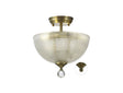 Holloway 2 Light Semi Flush Ceiling E27 With Round 30cm Prismatic Effect Glass Shade Antique Brass/Clear