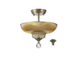 Holloway 2 Light Semi Flush Ceiling E27 With Round 30cm Glass Shade Satin Nickel/Amber