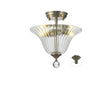 Holloway 2 Light Semi Flush Ceiling E27 With Bell 30cm Glass Shade Satin Nickel/Clear