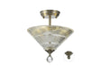 Holloway 2 Light Semi Flush Ceiling E27 With Cone 30cm Glass Shade Satin Nickel/Clear