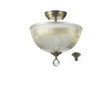 Holloway 2 Light Semi Flush Ceiling E27 With Dome 30cm Glass Shade Satin Nickel/Clear