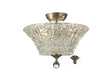 Holloway 2 Light Semi Flush Ceiling E27 With Round 38cm Patterned Glass Shade Satin Nickel/Clear