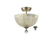 Holloway 2 Light Semi Flush Ceiling E27 With Round 30cm Prismatic Effect Glass Shade Satin Nickel/Clear