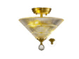 Holloway 2 Light Semi Flush Ceiling E27 With Cone 30cm Glass Shade Satin Gold/Clear