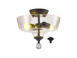 Holloway 2 Light Semi Flush Ceiling E27 With Flat Round 30cm Glass Shade Graphite/Clear