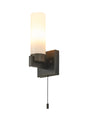 Hood Pull Switch Wall Light 1 Light E14 IP44 Bronze/Opal Glass