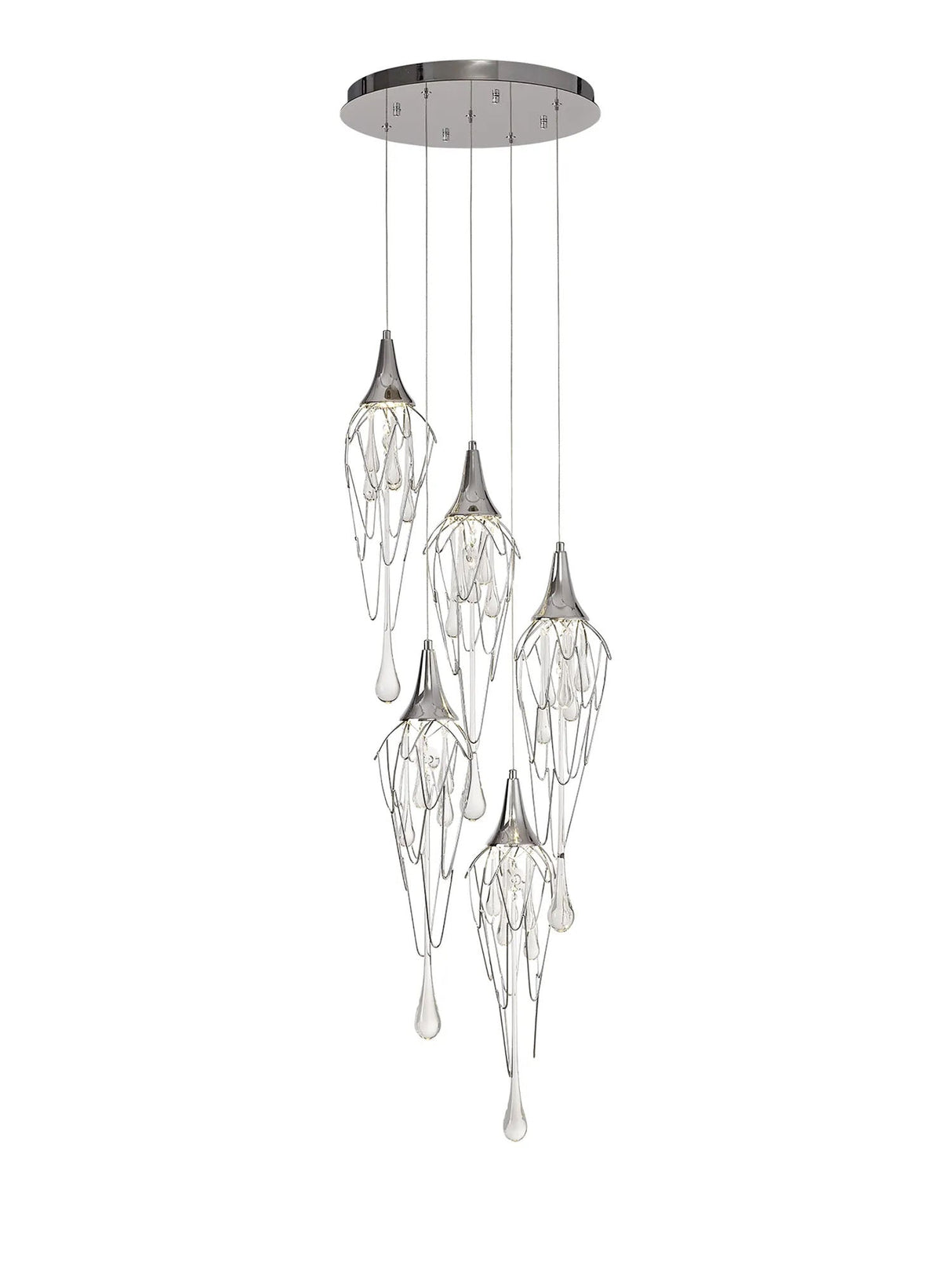 Hughes Pendant Round, 5 x GU10, Polished Chrome