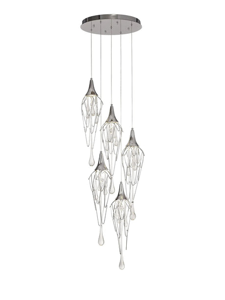 Hughes Pendant Round, 5 x GU10, Polished Chrome