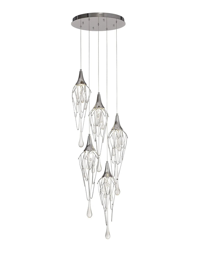 Hughes Pendant Round, 5 x GU10, Polished Chrome