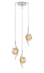 Hunt Round 3 Light Spider Pendant With 160mm Glass, Polished Nickel/Amber