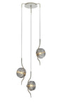 Hunt Round 3 Light Spider Pendant With 160mm Glass, Polished Nickel/Smoke