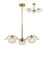Hunt 3 Light Multi Arm Pendant/Semi Flush With 160mm Glass, Brass/Clear