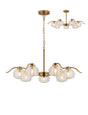 Hunt 7 Light Multi Arm Pendant/Semi Flush With 160mm Glass, Brass/Clear