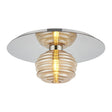 Hunt Round 1 Light Flush/Wall Light With 180mm Glass, Polished Nickel/Amber
