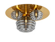 Hunt Round 3 Light Flush With 160mm, 180mm & 280mm Glass, Brass/Smoke