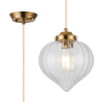 Hyme Single Pendant With Flower Bud Shade 1 x E27, Brass/Pale Gold Braided Cable/Clear