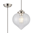 Hyme Single Pendant With Flower Bud Shade 1 x E27, Polished Nickel/Grey Braided Cable/Clear